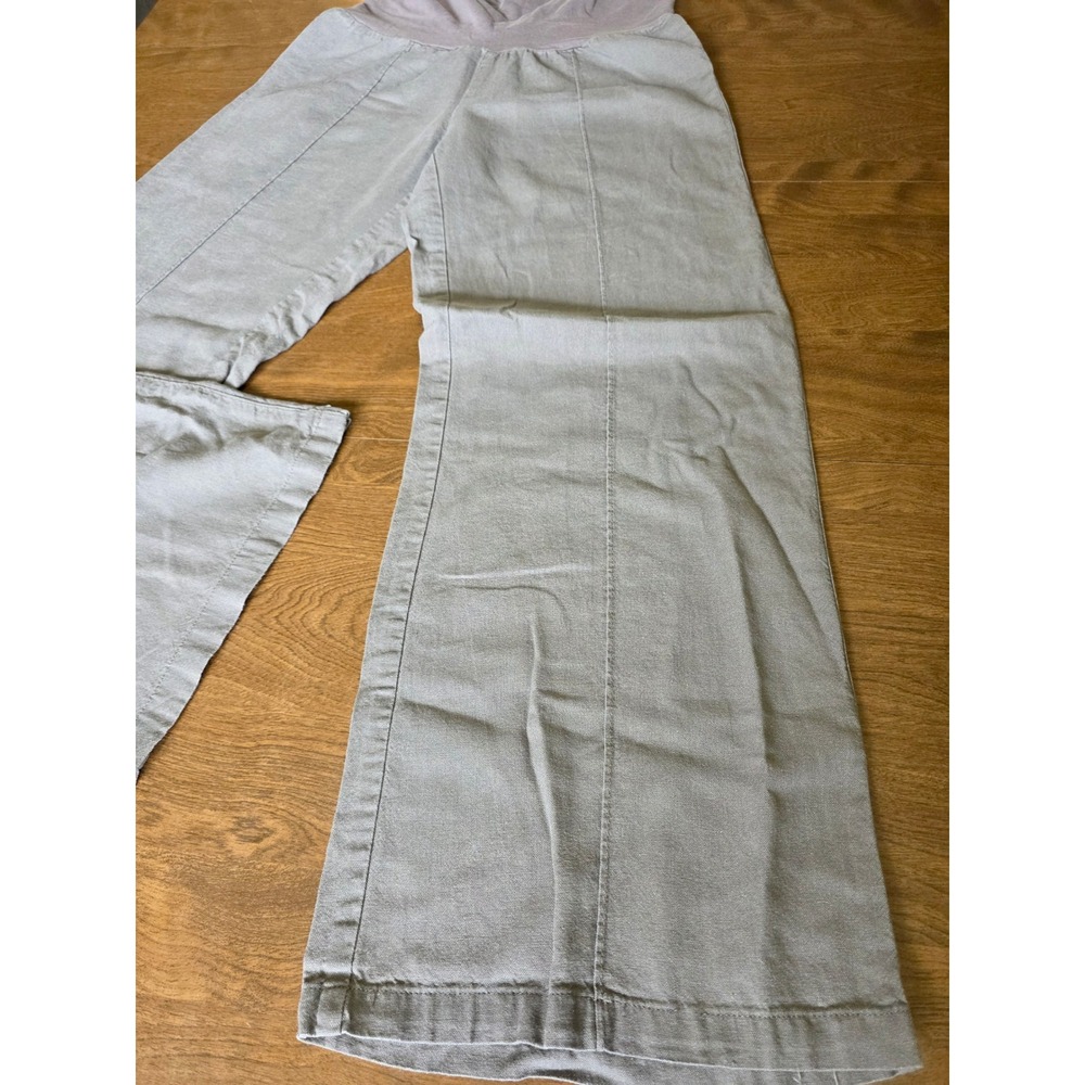 Just living  Linen Blend Wide Leg Pintuck Pants soft brown Small elastic waist